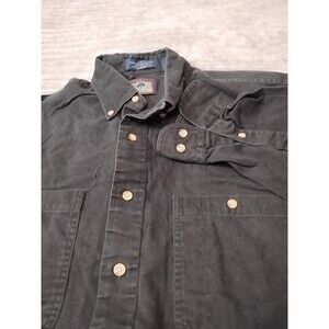 Roundtree And Yorke Mens Medium Black Button Down 100% Cotton Formal Holiday...